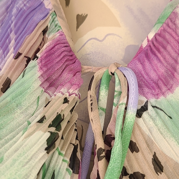 Rare Vintage Miss Dior lavender, sage, pink tulip floral lingerie Blouse - Picture 8 of 11